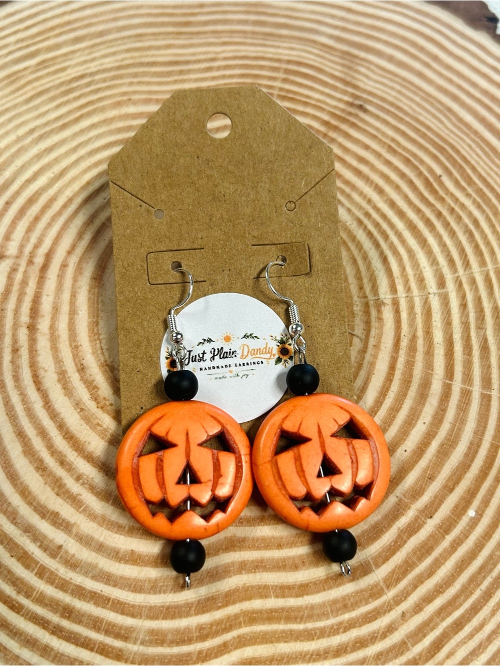 Jack-O’-Lantern Pumpkin Dangle Earrings Halloween Orange Black Spooky Fall
